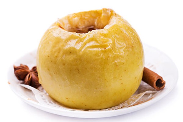 Microwave Baked Apple on a plate