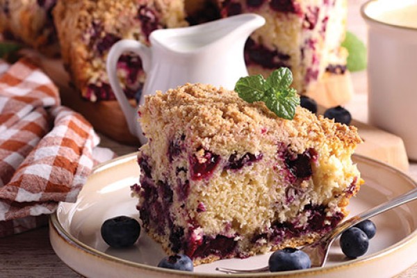 Blueberry Coffee Cake on a plate