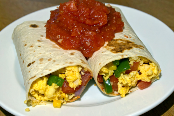 Image of Breakfast Burrito with Salsa recipe on a plate