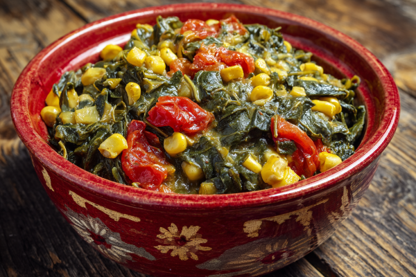 Image of Spinach, Tomatoes, and Corn recipe in a bowl
