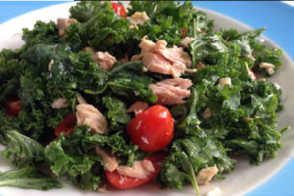 Simply Satisfying Kale and Tuna Salad on a plate