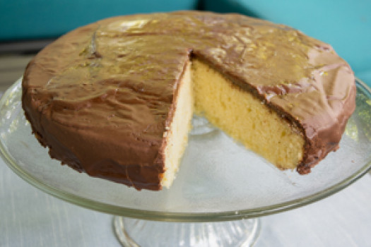 Frosted Cake on a cake plate