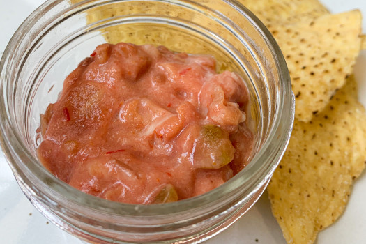 Yummy bean dip in a small bowl