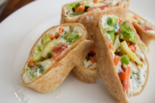 plate of Crunchy Vegetable Wraps