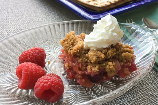 Passover Rhubarb Cobbler on a plate