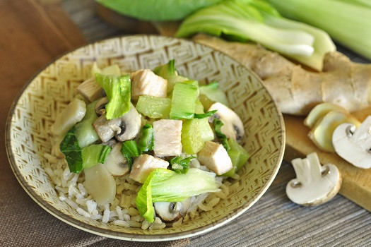 Vegetable and Turkey Stir Fry on a plate