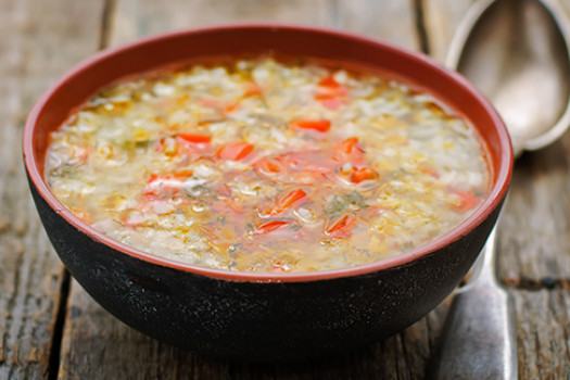 a bowl of chicken soup