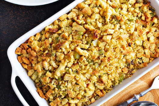 cornbread stuff in a casserole dish