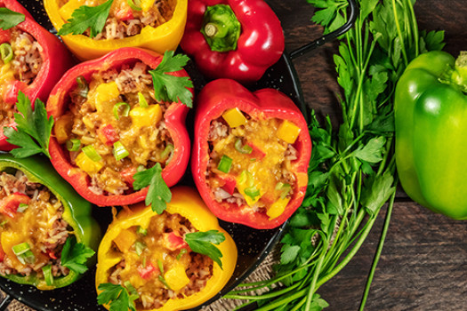Peppers Stuffed with Rice and Beans on a plate