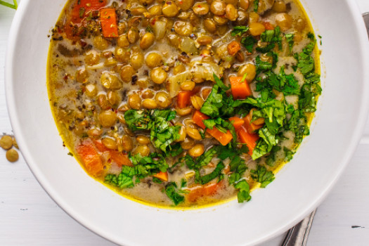 Slow Cooker Lentil Soup in a bowl