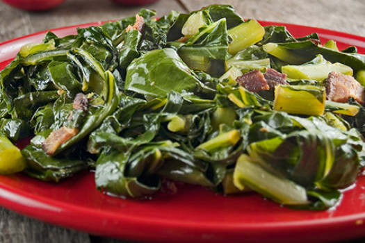 Smothered Greens on a platter
