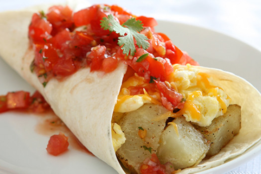 Breakfast Potato and Egg Burritos on a plate