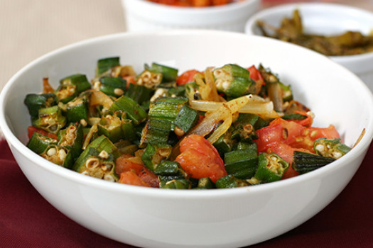 Spicy Okra in a bowl
