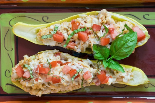 Stuffed Summer Squash on a plate