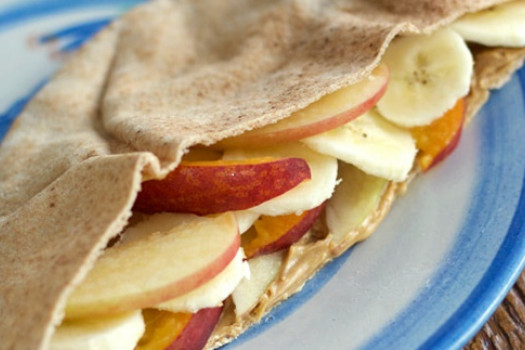 Peachy Peanut Butter Pita Pockets on a plate