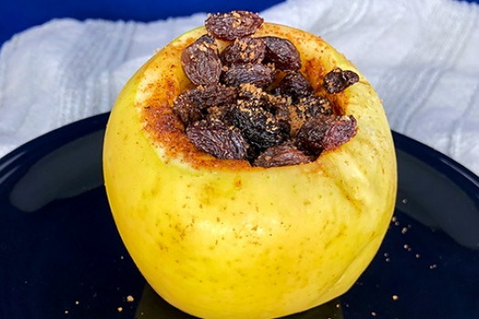 Festive Microwave Baked Apple on a plate