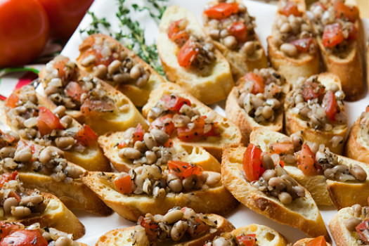 White Bean Bruschetta on a plate