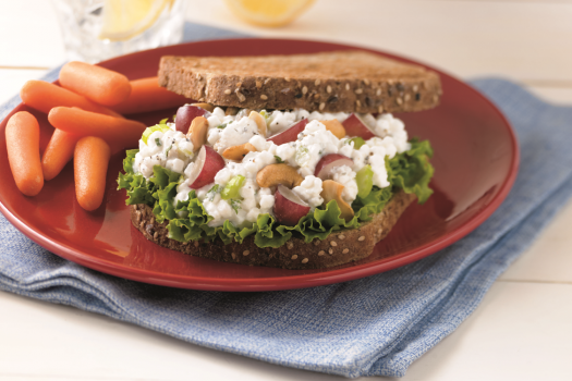 Grape and Cashew Salad Sandwich on a plate