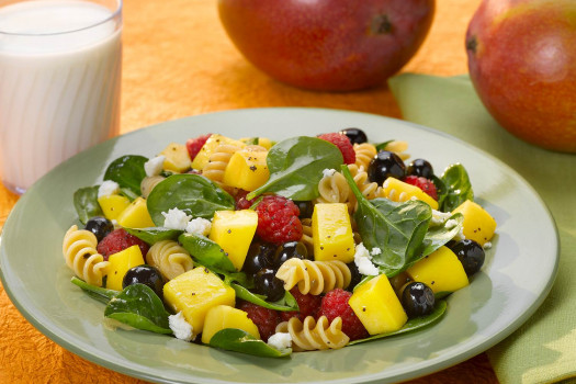 Mango Berry Rotini Salad on a plate