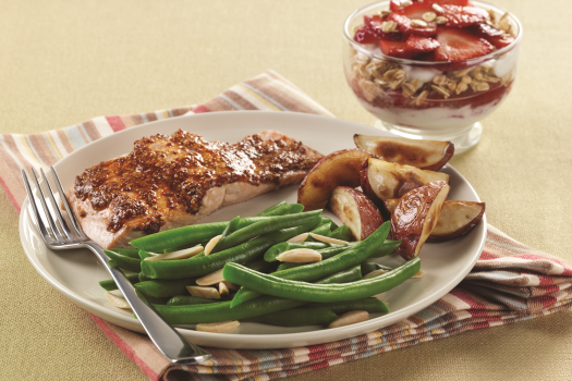 Smoky Mustard-Maple Salmon on a plate