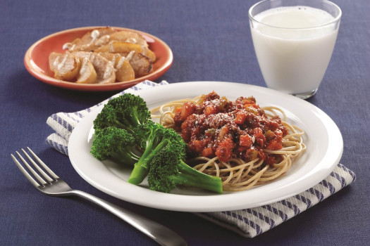 Spaghetti with Quick Meat Sauce on a plate