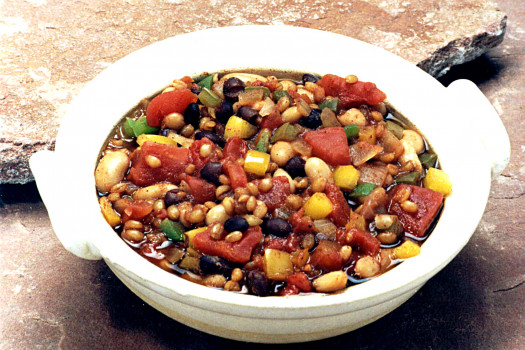 Wheat Berry Chili in a bowl