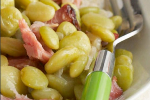 Smoked Ham Hocks with Lima Beans in a bowl