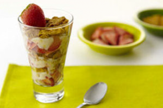 Strawberry Banana Parfait in a glass