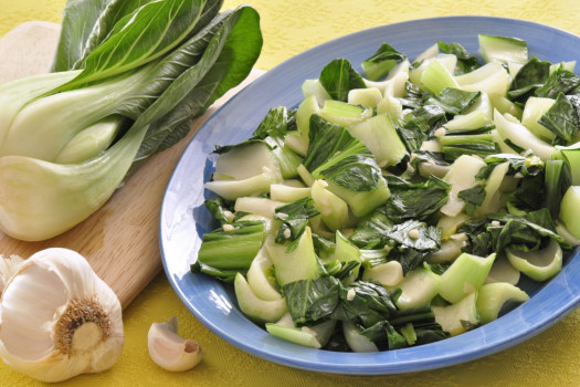 bowl of garlic bok choy