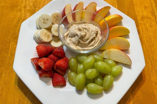 plate of Fruit and Peanut Butter Dip