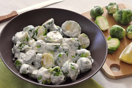 Lemon Dill Brussels Sprouts in a bowl