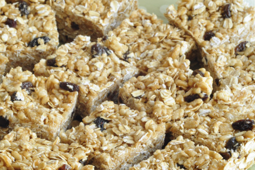 peanut butter cereal bars on a plate