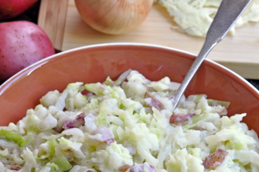 Red potatoes and cabbage in a bowl