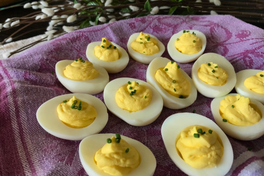 Heavenly Deviled Eggs on a plate