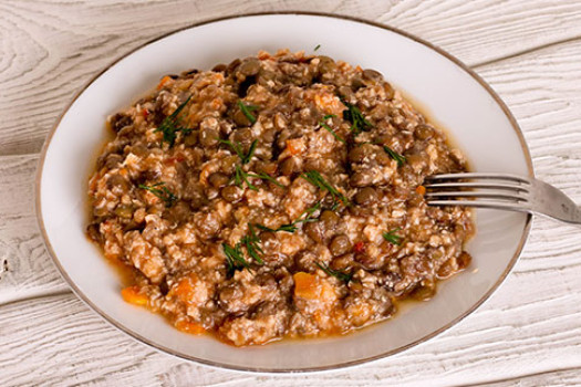 Honey Baked Lentils in a bowl