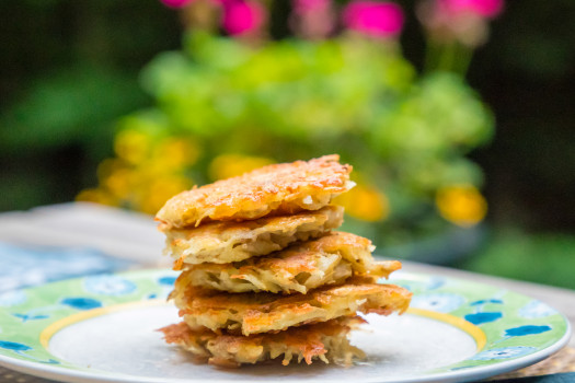 Red Lentil Latkes on a plate