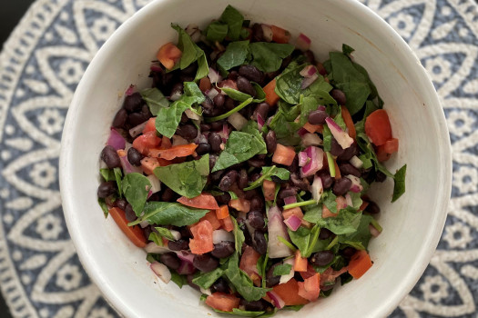 Spinach Black Bean Salad in a bowl