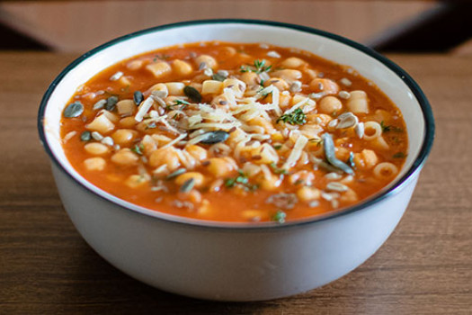 Macaroni Chick-Pea Soup in a bowl