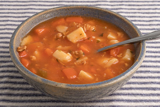 Manhattan Clam Chowder in a bowl