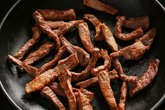 Marinated Beef in a pan