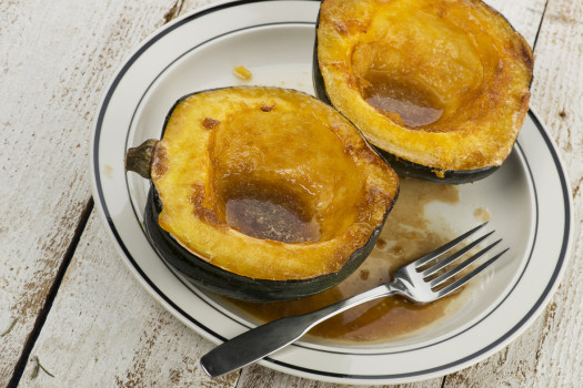 Baked acorn squash on a plate