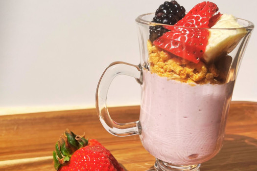 Yogurt Berry Parfait in a serving glass