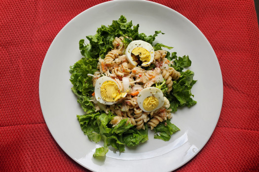 Image of Chicken Club Salad recipe on a plate.