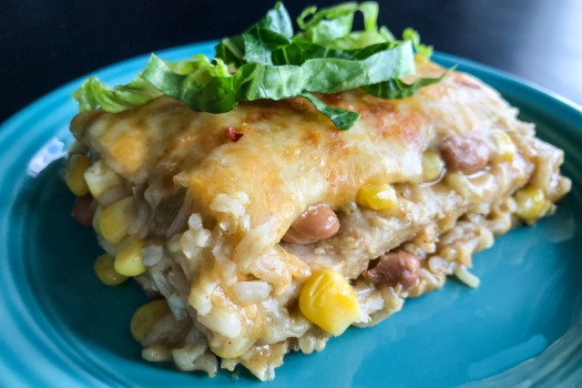 Image of Enchilada Casserole Recipe on a plate.