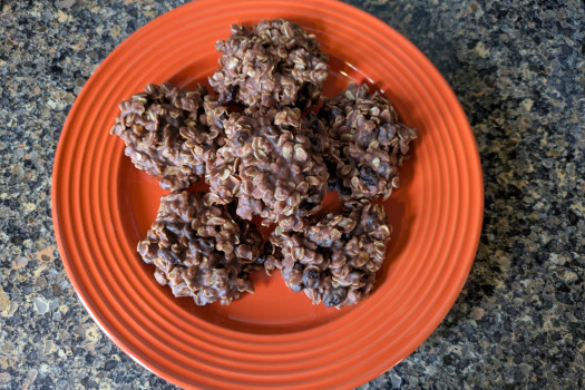 Image of No-Bake Cookies Recipe on a plate.