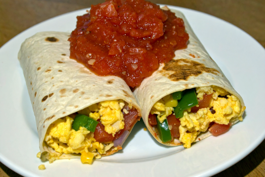 Image of Breakfast Burrito with Salsa recipe on a plate