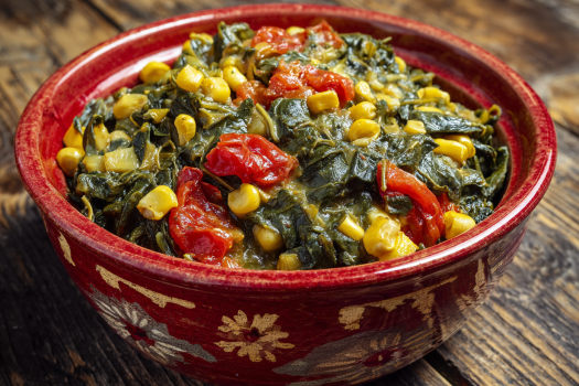 Image of Spinach, Tomatoes, and Corn recipe in a bowl