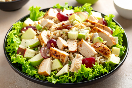 Image of Chicken, Rice and Fruit Salad recipe on a plate
