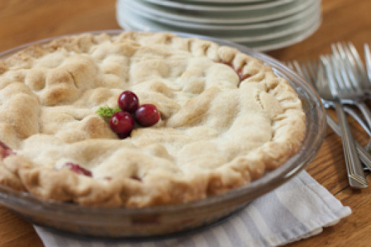 a baking dish of Deep Dish Apple Cranberry Pie
