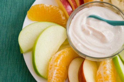 bowl of Fresh Fruit with Cinnamon Yogurt Dip